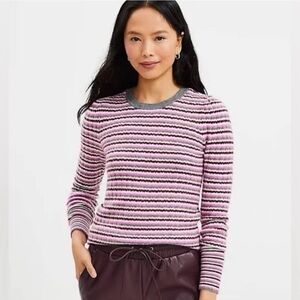 Loft pink textured striped sweater- size medium